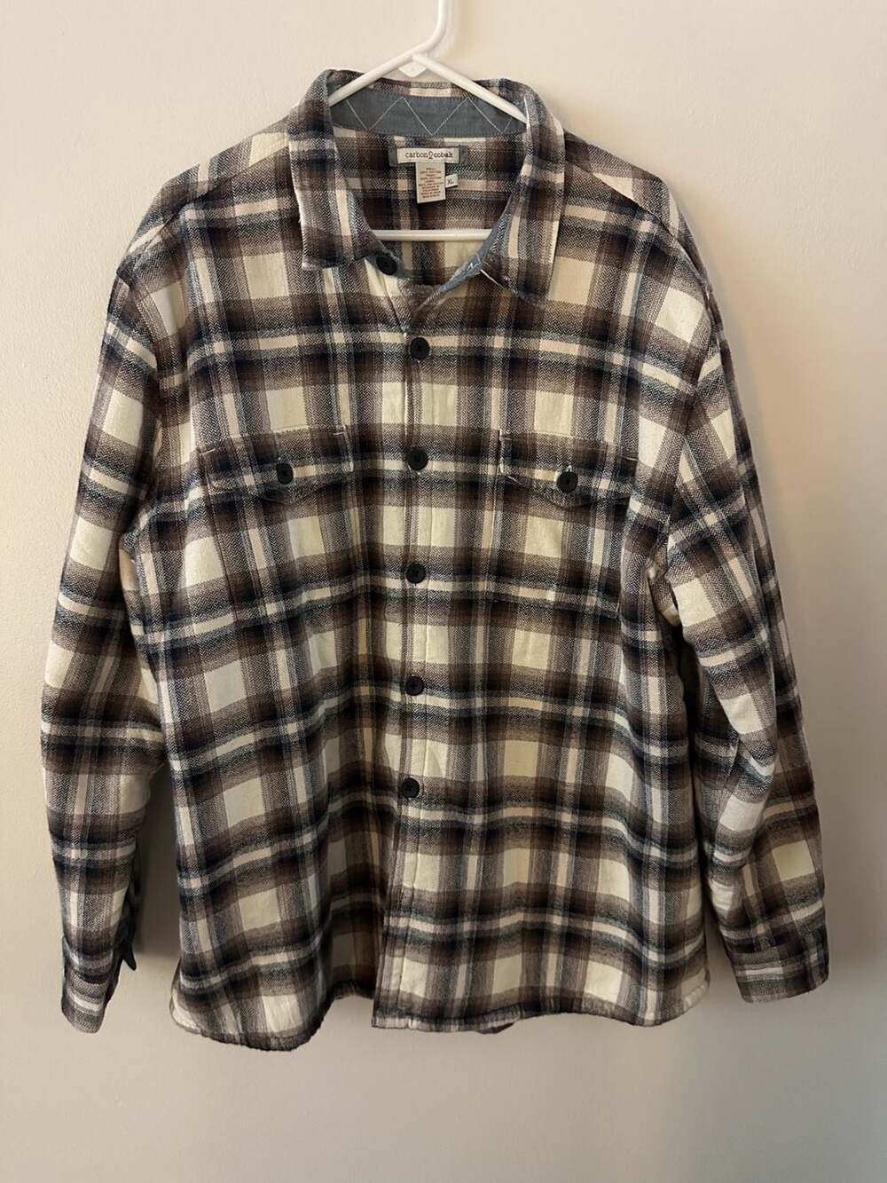 Carbon2Cobalt Men's XL Plaid Flannel Sherpa Lined Shirt Jacket